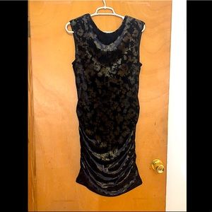 DONATING SOON Drew Velvety Black and Gold Dress